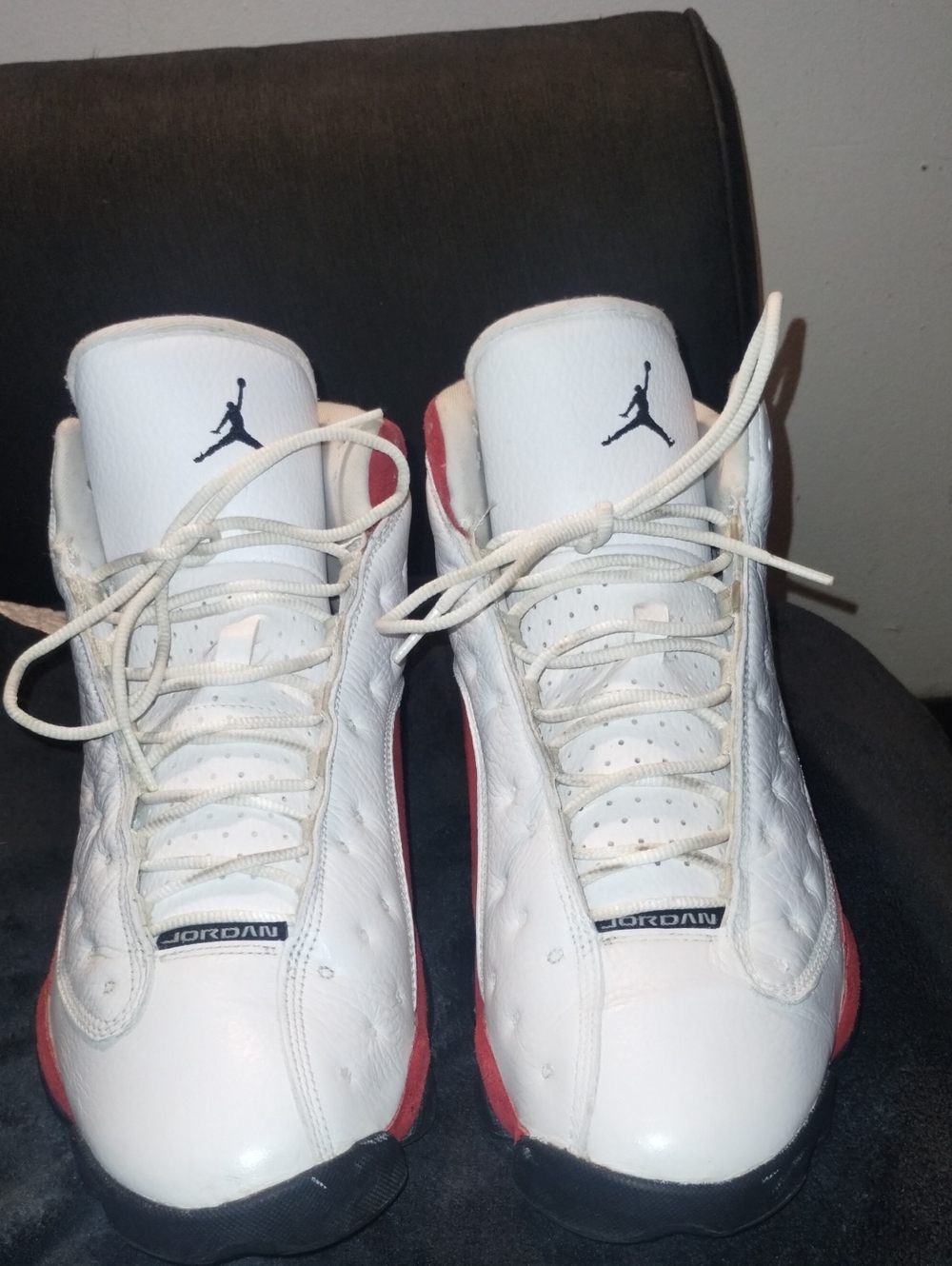 Jordan Men’s White and Red Retro Basketball Sneakers